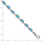 7.25 Inch Sterling Silver Rhodium-Plated Rectangular Blue Topaz Bracelet