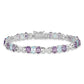 7.25 Inch Sterling Silver Rhodium-Plated Amethyst And Blue Topaz Bracelet