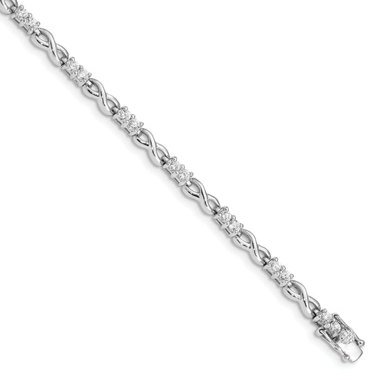 7.5 Inch Sterling Silver Rhodium-Plated Cz Infinity Bracelet