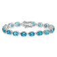 7 Inch Sterling Silver Rhodium-Plated Blue Topaz 6.5In Bracelet