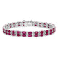 7 Inch Sterling Silver Rhodium-Plated Ruby Bracelet