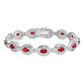 7 Inch Sterling Silver Rhodium-Plated Ruby Bracelet