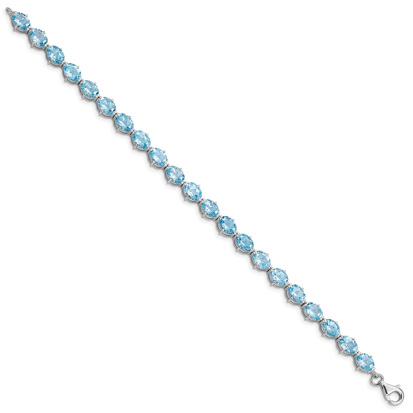 7 Inch Sterling Silver Rhodium-Plated Swiss Blue Topaz Bracelet