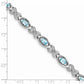 7 Inch Sterling Silver Rhodium-Plated Diamond & Light Swiss Blue Topaz Bracelet