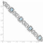 7 Inch Sterling Silver Rhodium-Plated Diamond & Light Swiss Blue Topaz Bracelet