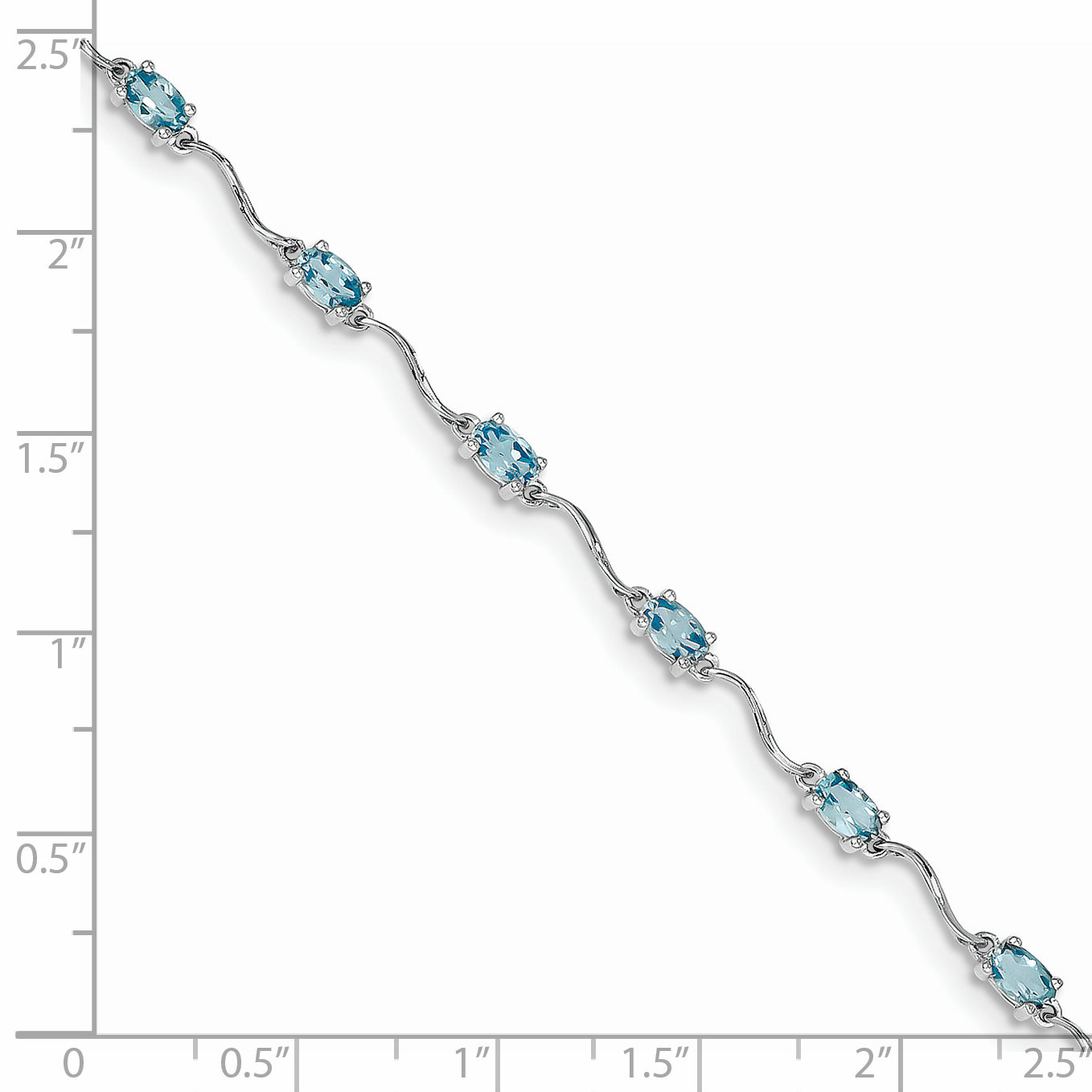 7 Inch Sterling Silver Rhodium-Plated Blue Topaz Bracelet