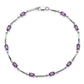 7 Inch Sterling Silver Rhodium-Plated Amethyst Bracelet