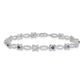 7 Inch Sterling Silver Rhodium-Plated Amethyst & Diamond Bracelet