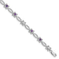 7 Inch Sterling Silver Rhodium-Plated Amethyst & Diamond Bracelet