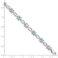 7 Inch Sterling Silver Rhodium-Plated Blue Topaz & Diamond Bracelet