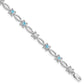 7 Inch Sterling Silver Rhodium-Plated Blue Topaz & Diamond Bracelet