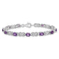 7 Inch Sterling Silver Rhodium-Plated Amethyst Bracelet