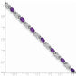 7 Inch Sterling Silver Rhodium-Plated Amethyst Bracelet