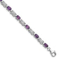 7 Inch Sterling Silver Rhodium-Plated Amethyst Bracelet