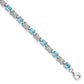 7 Inch Sterling Silver Rhodium-Plated Blue Topaz Bracelet