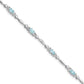 7 Inch Sterling Silver Rhodium-Plated Aquamarine And Diamond Bracelet