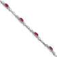 7 Inch Sterling Silver Rhodium-Plated Composite Ruby And Diamond Bracelet