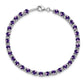 7 Inch Sterling Silver Rhodium-Plated Amethyst And Diamond Bracelet