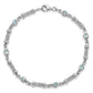 7 Inch Sterling Silver Rhodium-Plated Aquamarine And Diamond Bracelet