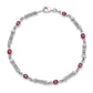 7 Inch Sterling Silver Rhodium-Plated Composite Ruby And Diamond Bracelet