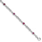 7 Inch Sterling Silver Rhodium-Plated Composite Ruby And Diamond Bracelet