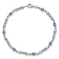 7 Inch Sterling Silver Rhodium-Plated Tanzanite And Diamond Bracelet