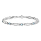 7 Inch Sterling Silver Rhodium-Plated Aquamarine And Diamond Bracelet