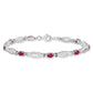 7 Inch Sterling Silver Rhodium-Plated Composite Ruby And Diamond Bracelet