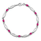 7 Inch Sterling Silver Rhodium-Plated Composite Ruby And Diamond Bracelet