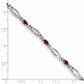 7 Inch Sterling Silver Rhodium-Plated Composite Ruby And Diamond Bracelet