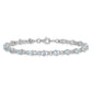 7 Inch Sterling Silver Rhodium-Plated Aquamarine And Diamond Bracelet