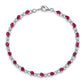 7 Inch Sterling Silver Rhodium-Plated Composite Ruby And Diamond Bracelet