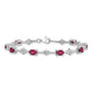 7 Inch Sterling Silver Rhodium-Plated Composite Ruby And Diamond Bracelet