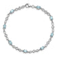 7 Inch Sterling Silver Rhodium-Plated Aquamarine And Diamond Bracelet