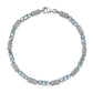 7 Inch Sterling Silver Rhodium-Plated Aquamarine And Diamond Bracelet