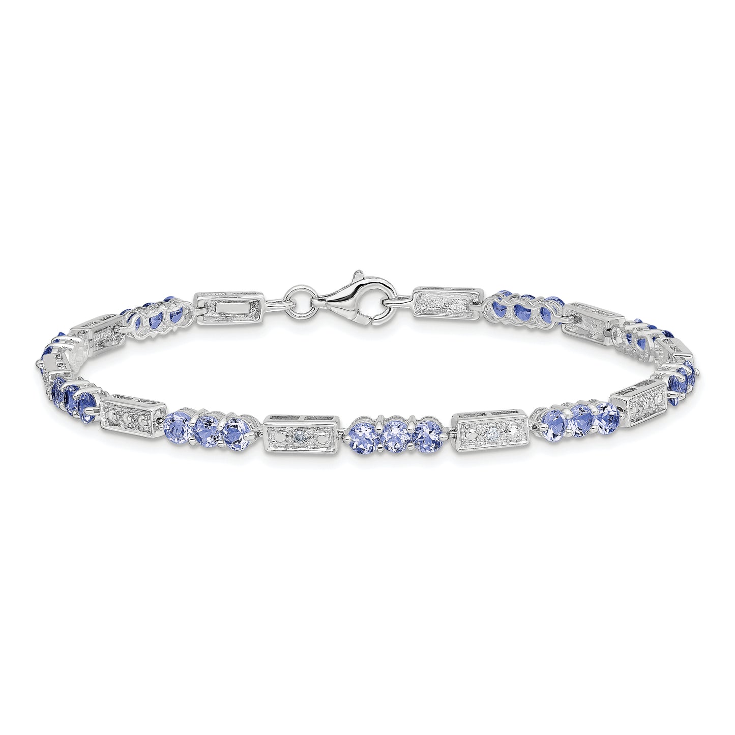 7 Inch Sterling Silver Rhodium-Plated Tanzanite And Diamond Bracelet