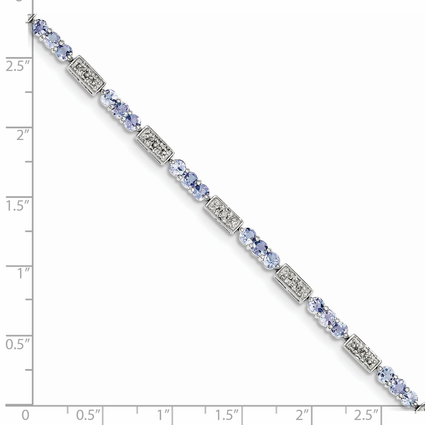 7 Inch Sterling Silver Rhodium-Plated Tanzanite And Diamond Bracelet