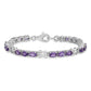 7 Inch Sterling Silver Rhodium-Plated Amethyst Bracelet