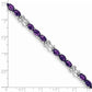 7 Inch Sterling Silver Rhodium-Plated Amethyst Bracelet