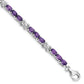 7 Inch Sterling Silver Rhodium-Plated Amethyst Bracelet