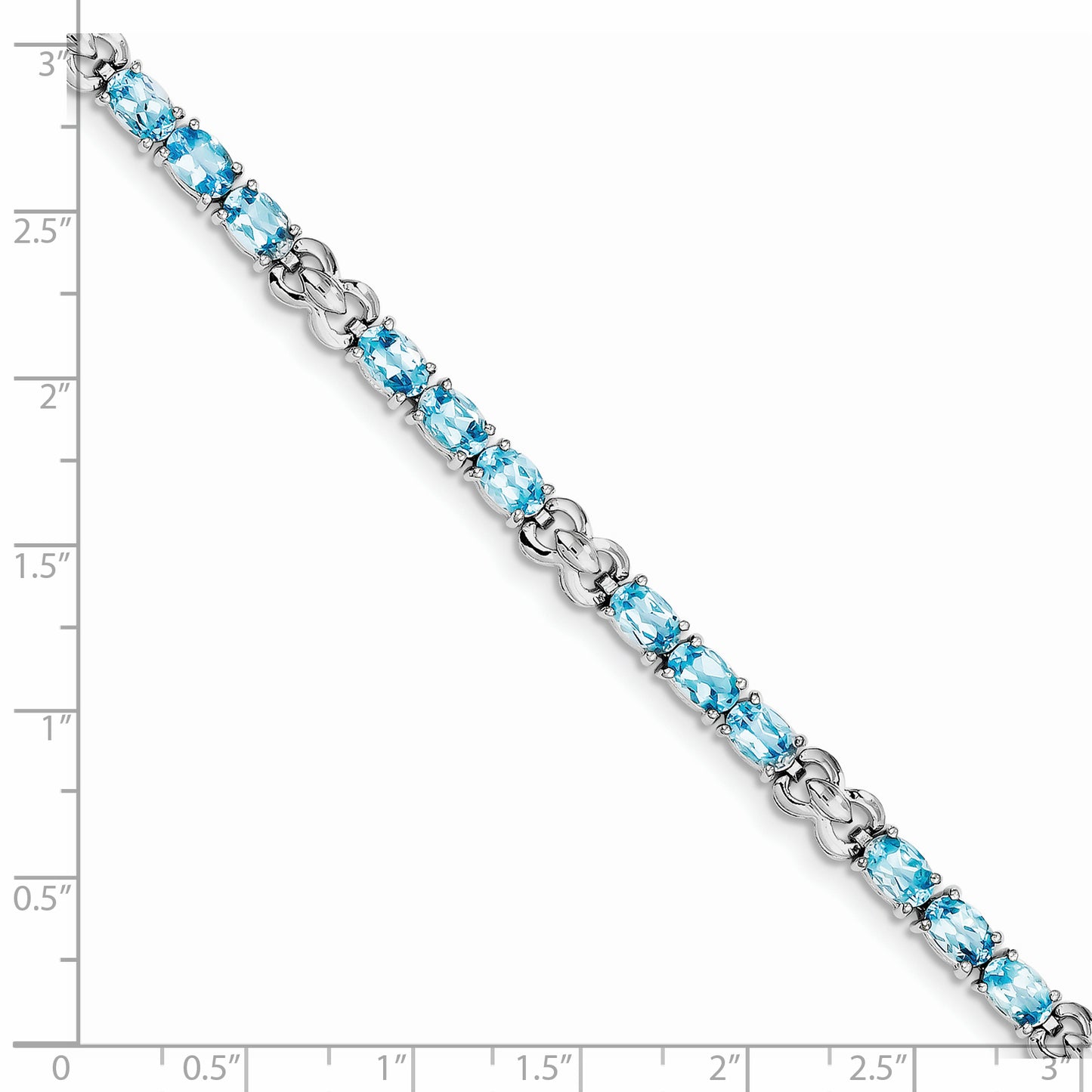 7 Inch Sterling Silver Rhodium-Plated Blue Topaz Bracelet