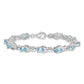 7 Inch Sterling Silver Rhodium-Plated Blue Topaz Bracelet