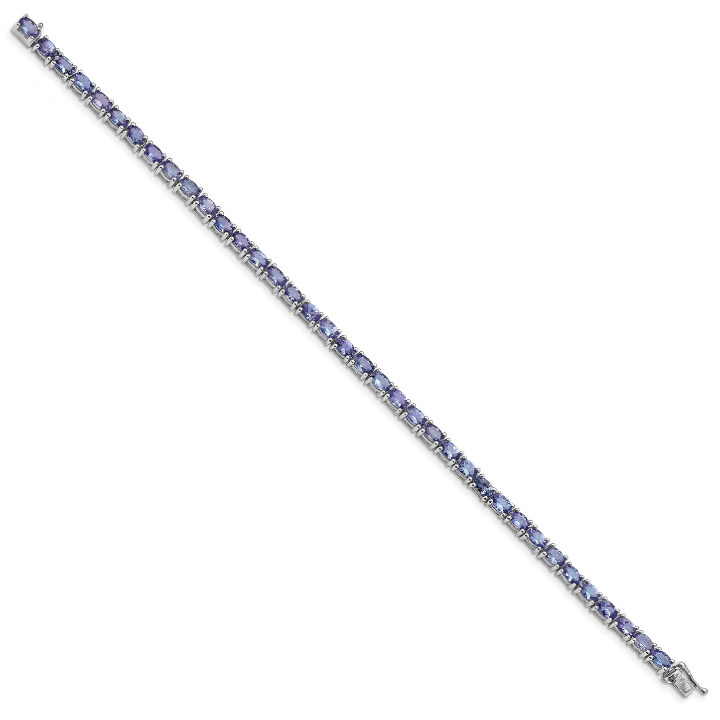 7 Inch Sterling Silver Rhodium-Plated Tanzanite Bracelet