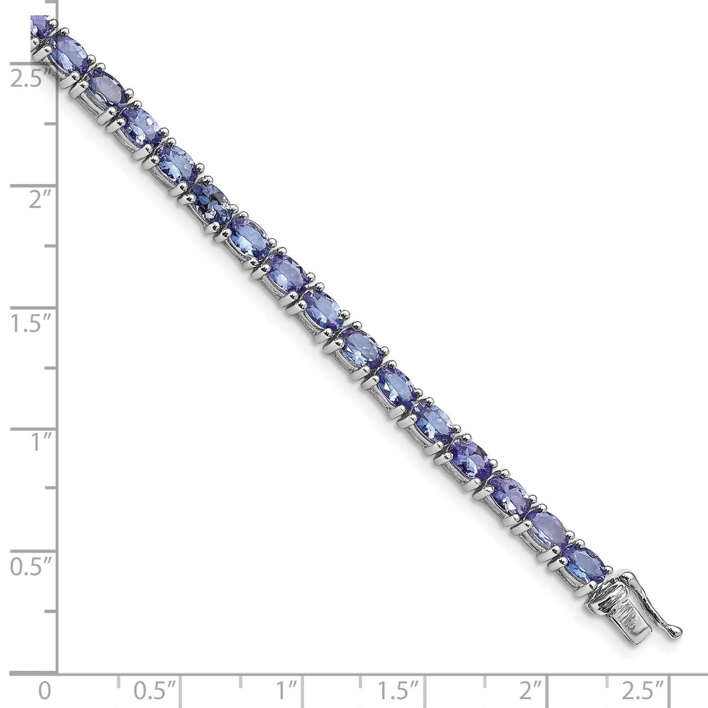 7 Inch Sterling Silver Rhodium-Plated Tanzanite Bracelet