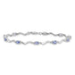 7 Inch Sterling Silver Rhodium Plated Diamond And Tanzanite Bracelet