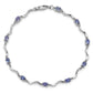 7 Inch Sterling Silver Rhodium Plated Diamond And Tanzanite Bracelet