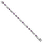 7 Inch Sterling Silver Rhodium-Plated Oval Heart Amethyst Bracelet