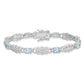 7 Inch Sterling Silver Rhodium-Plated Aquamarine & Diamond Bracelet