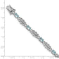 7 Inch Sterling Silver Rhodium-Plated Aquamarine & Diamond Bracelet