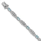 7 Inch Sterling Silver Rhodium-Plated Aquamarine & Diamond Bracelet